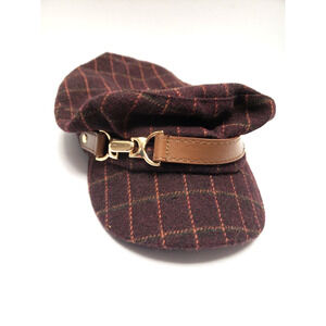 International Concepts Women's Windowpane-Plaid Elastic Cap/Hat Burgundy